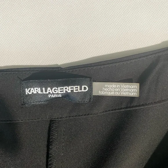 NEW Women's KARL LAGERFELD Paris  Stitch Cropped Pants Side Zip Black $99 - Picture 10 of 14